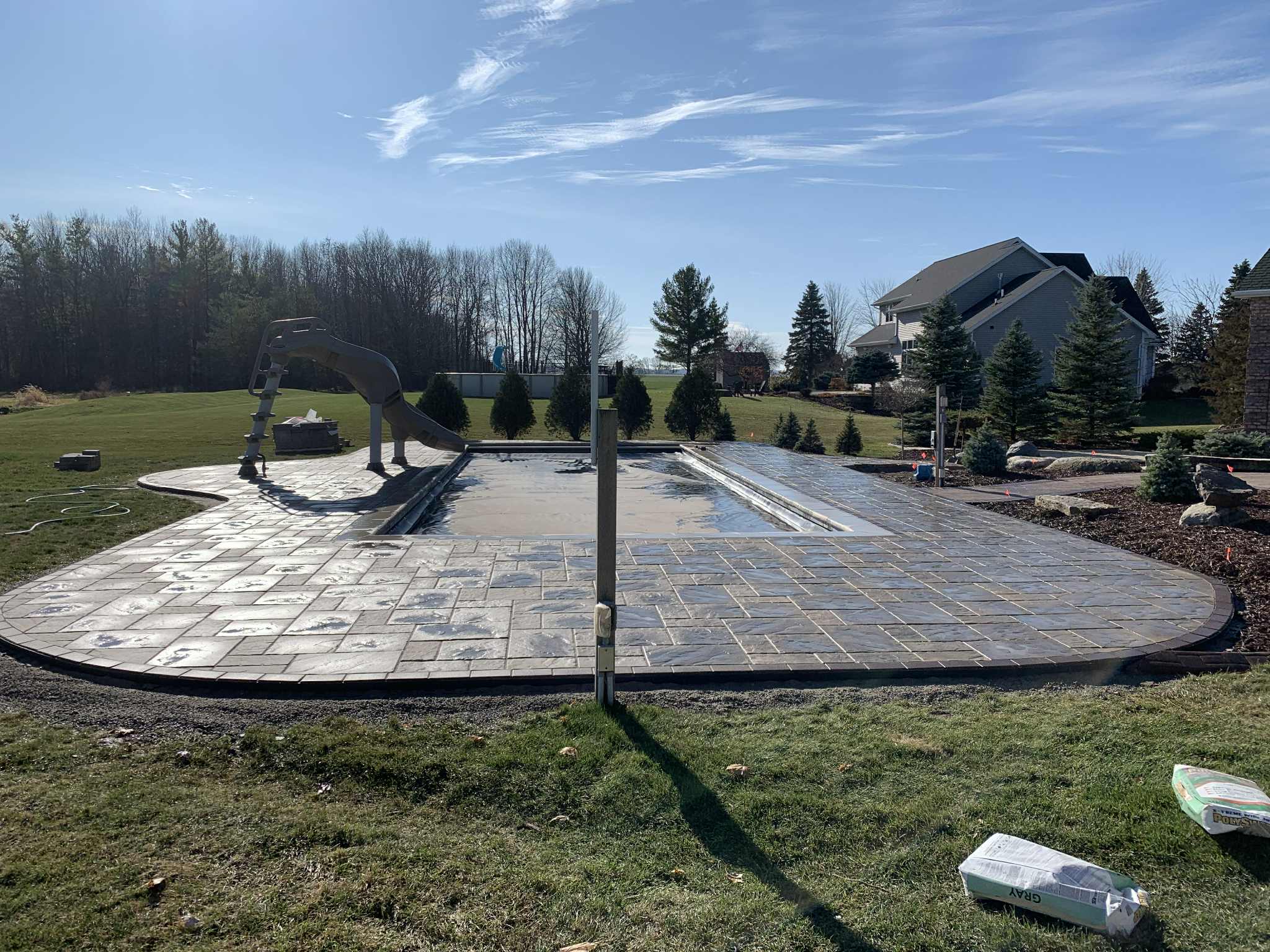 Hardscaped pool deck